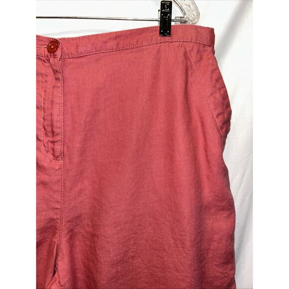 LL Bean Mauve Linen Shorts Women's 18w Elastic Waist Slash Pockets Beach Cruise - Picture 3 of 13